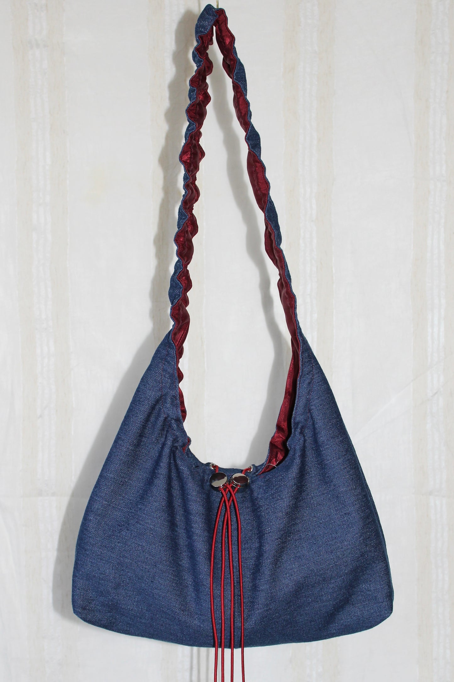 Burgundy red denim bag