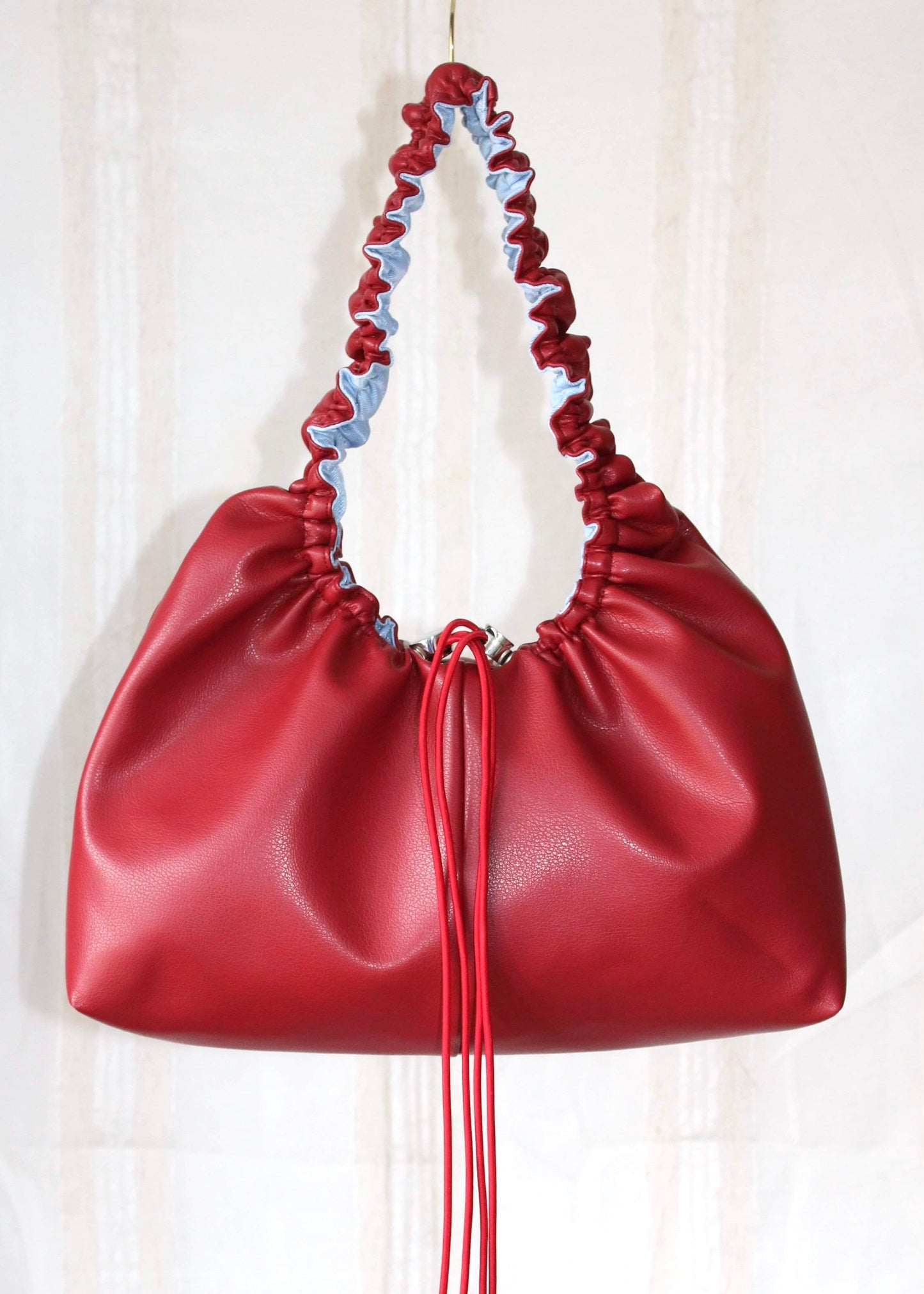 Red and light blue bag