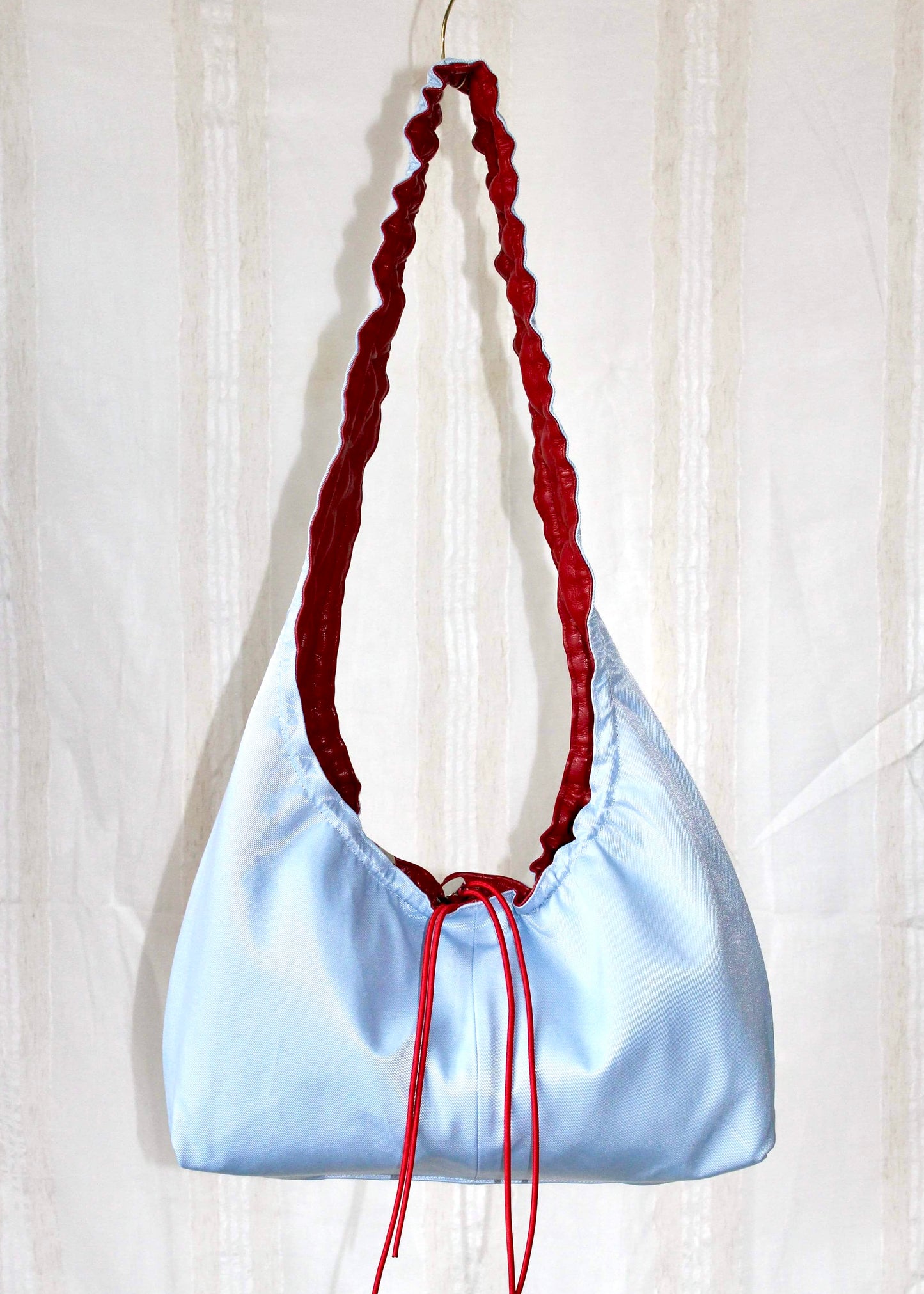 Red and light blue bag