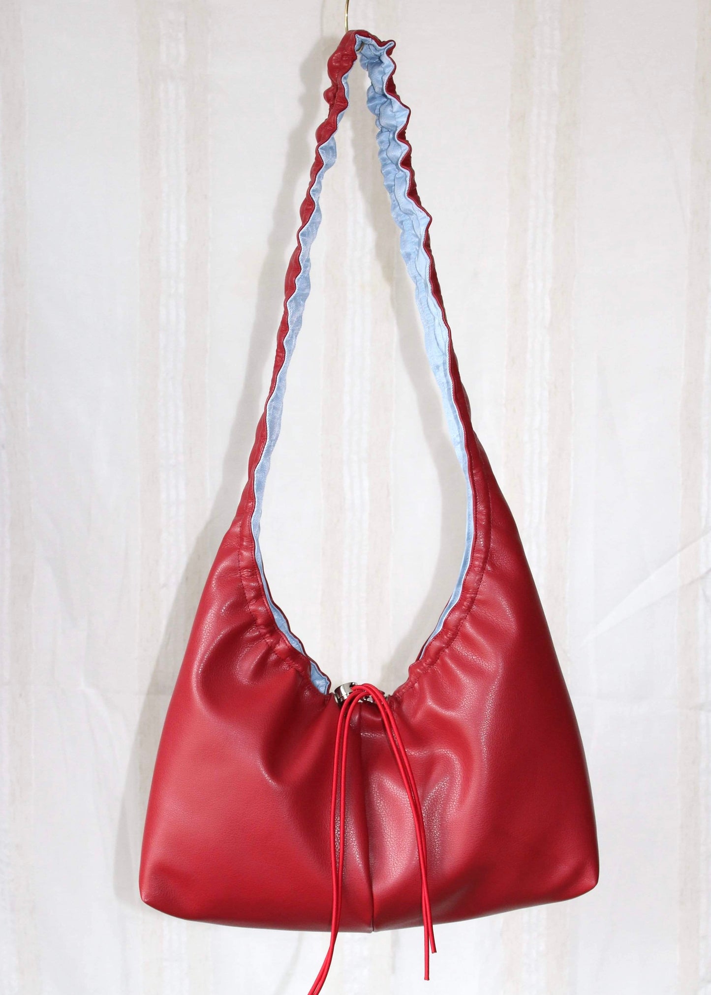 Red and light blue bag