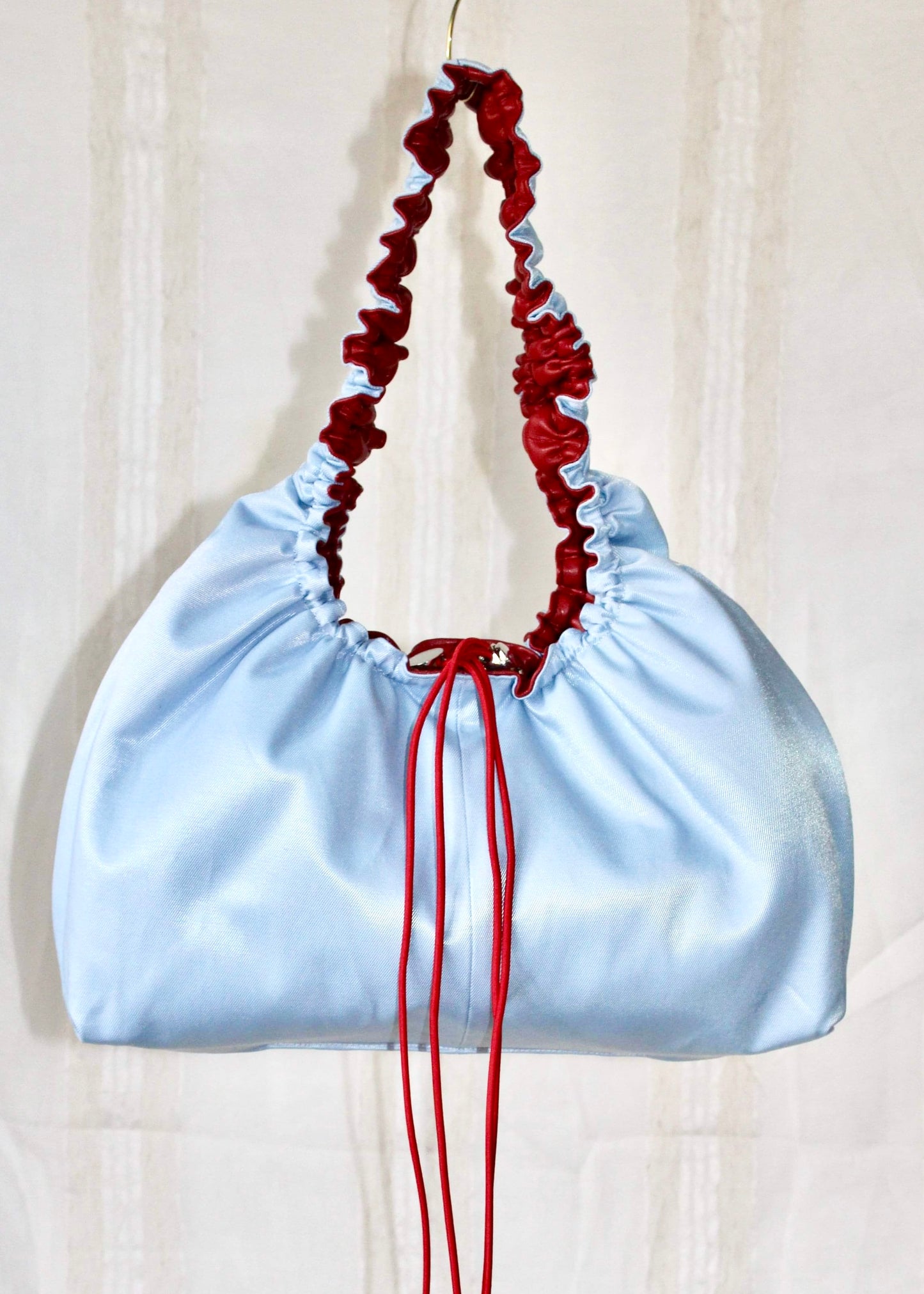 Red and light blue bag