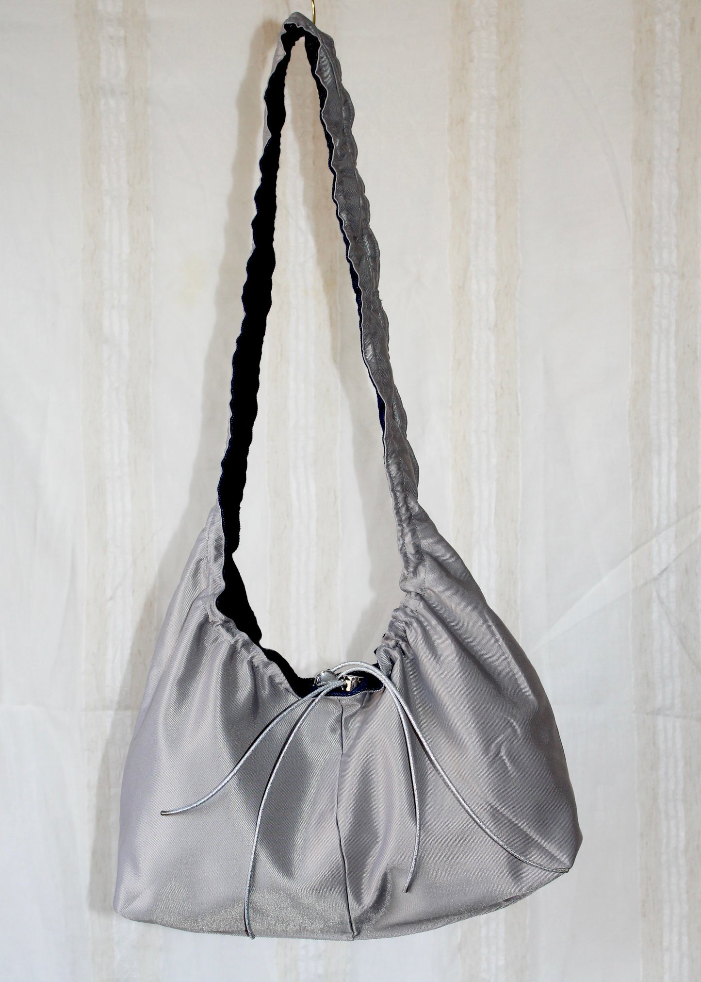 Silver denim bag