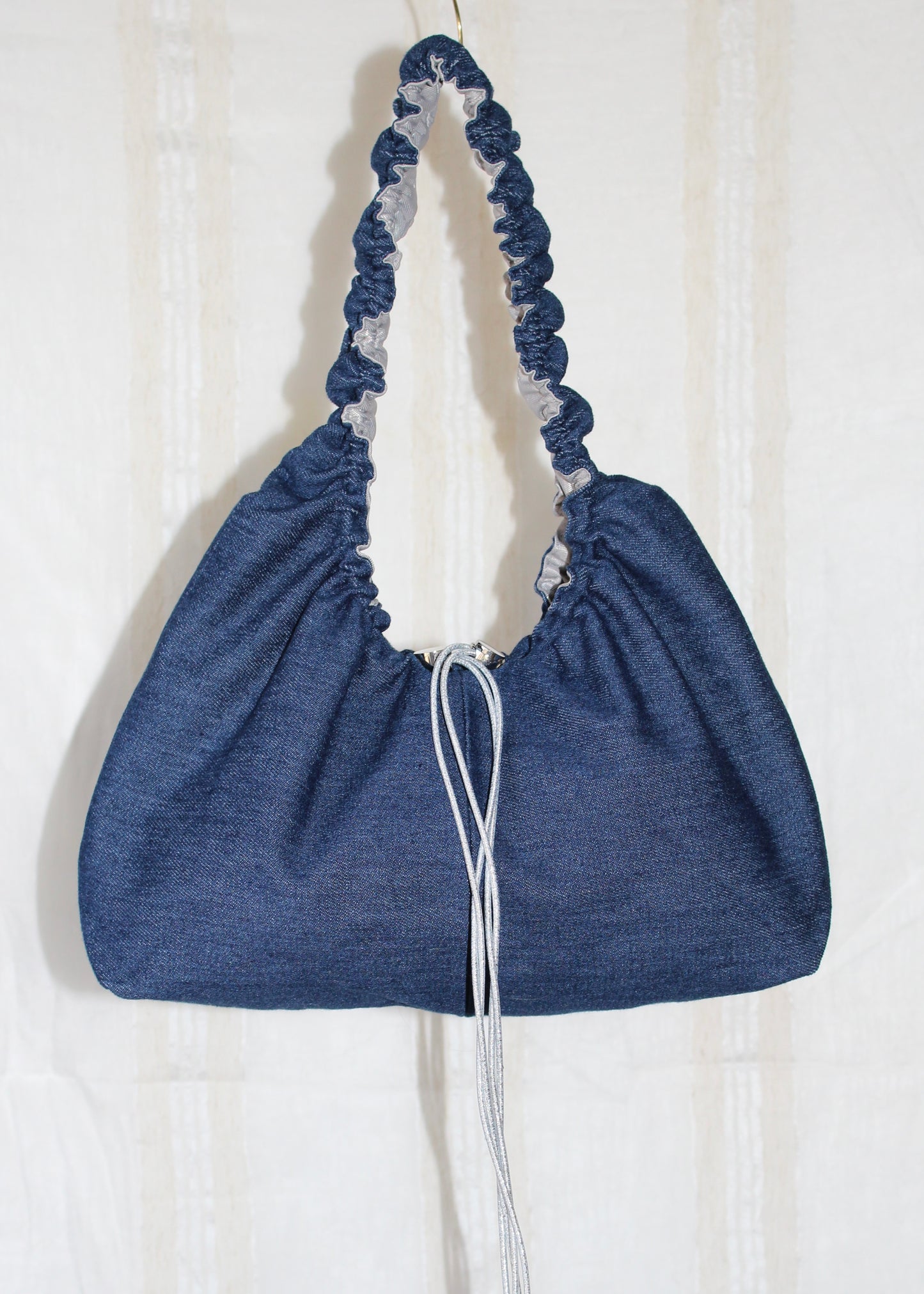 Silver denim bag