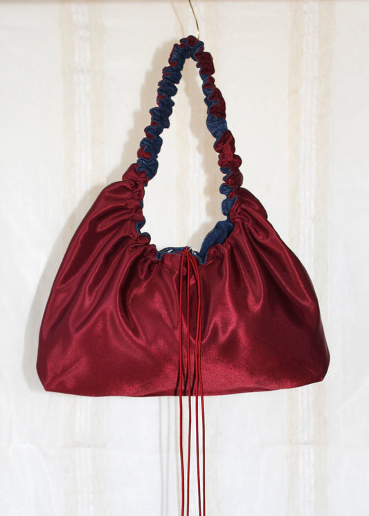 Burgundy red denim bag